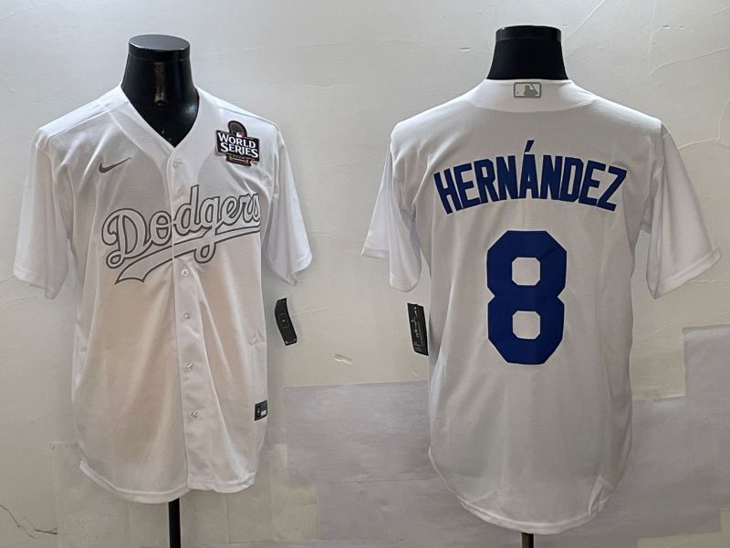 Men Los Angeles Dodgers #8 Hernandez White Fashion Edition Game 2025 Nike MLB Jersey style 4